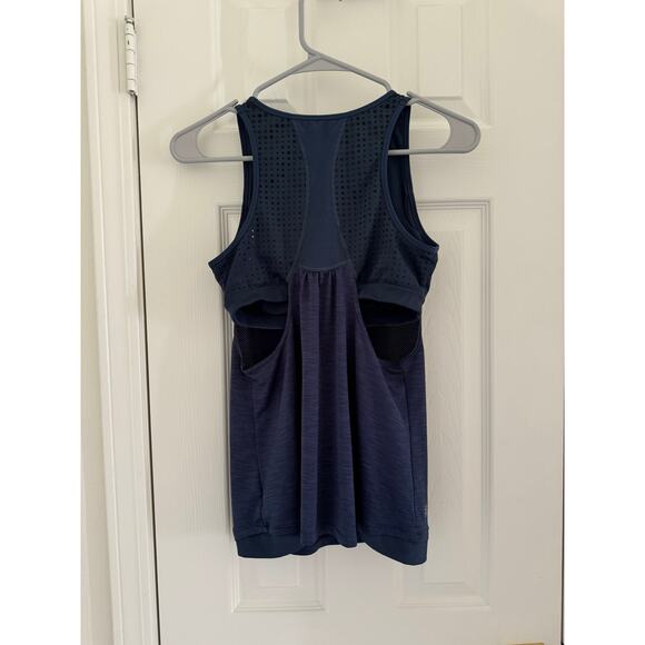 Athleta Gel Mesh Supercharged 2-in-1 Shelf Bra Tank Top Womens XS Blue Racerback - Picture 6 of 14